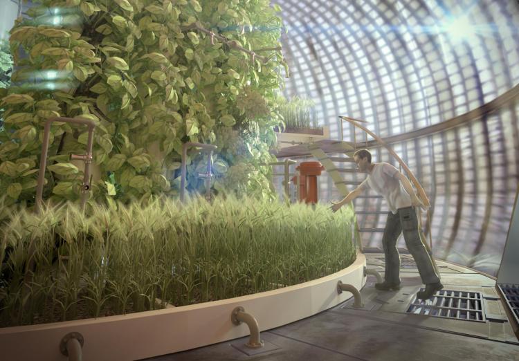 Artist rendering of internal Mars Greenhouse
