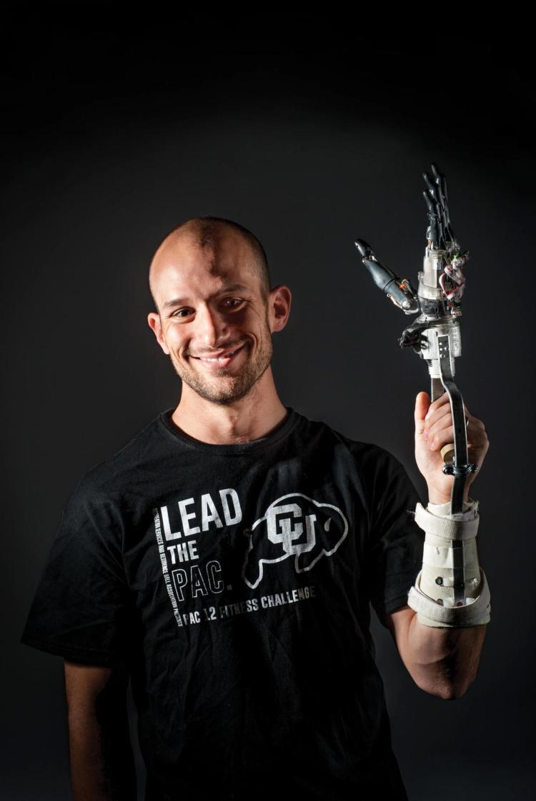 Mechanical engineer with prosthetic hand