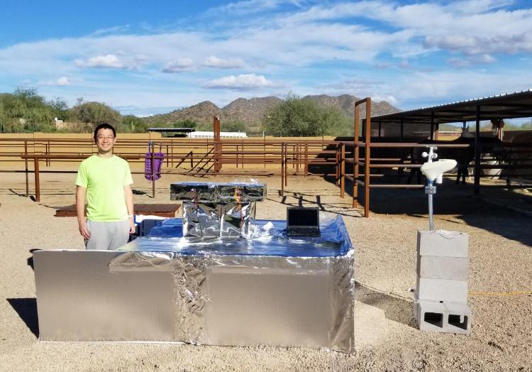 Yao Zhai conducting field tests in Arizona