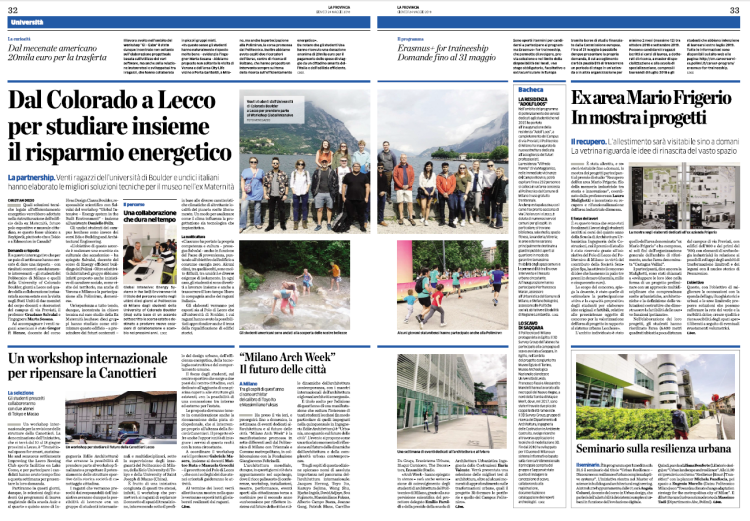 La Provincia Italian newspaper featuring the student visit