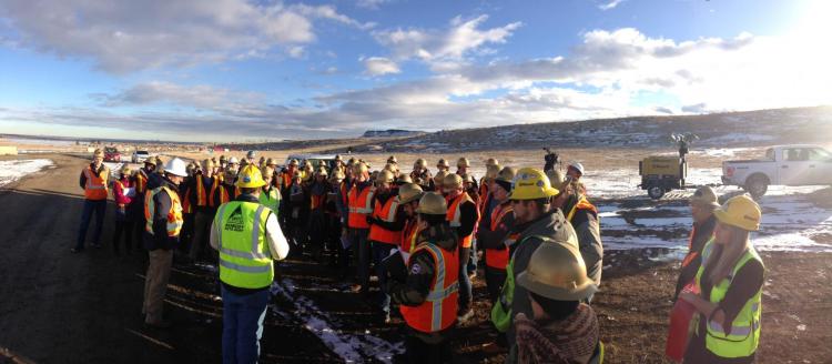 Students from the construction engineering and management program at Northwater Treatment Plant with Kiewit and Denver Water teams on CO93 near Golden