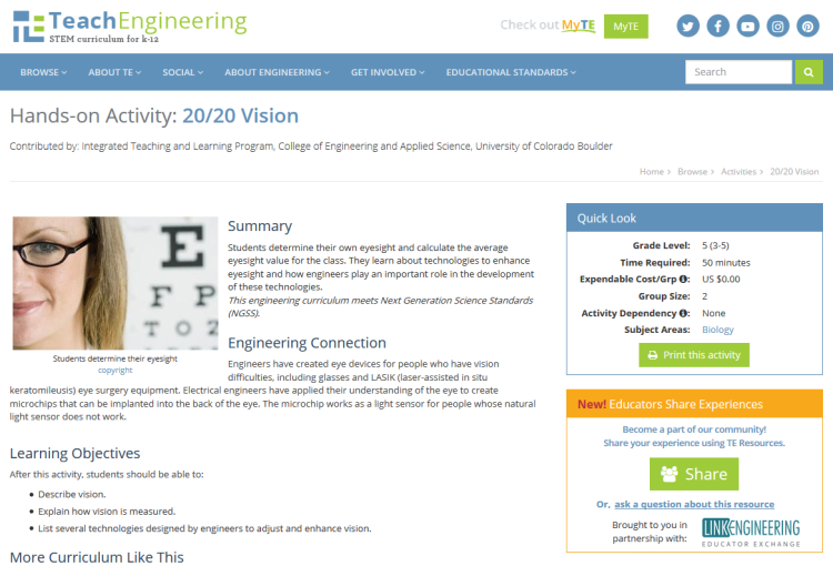 TeachEngineering.org screenshot