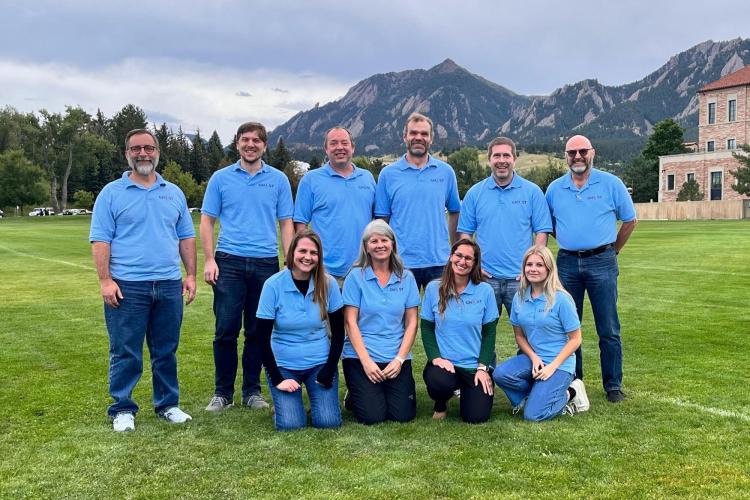 The GHOST Team in front of the Boulder Flatirons.
