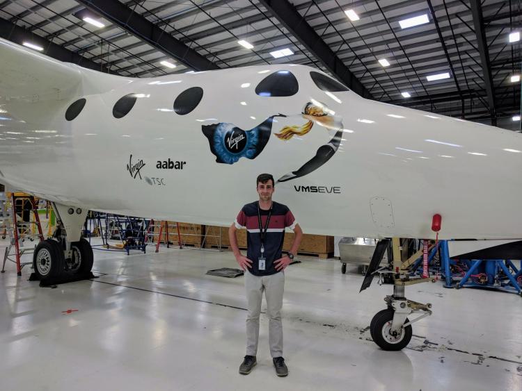 Alex St. Clair with SpaceShipTwo.