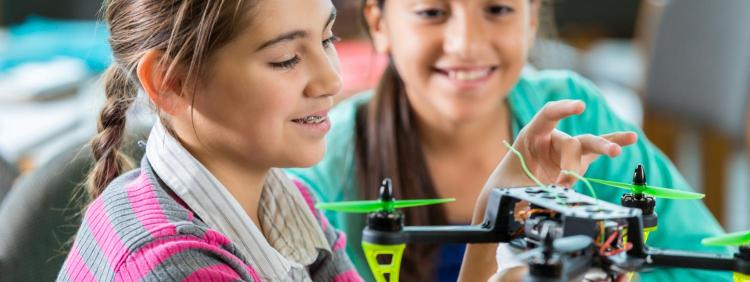 Young girl and a drone