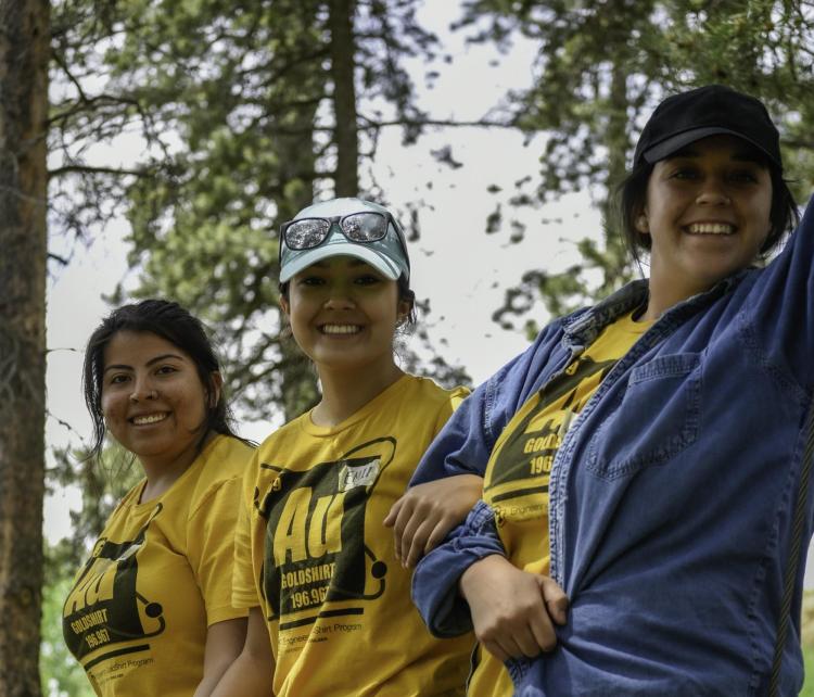 female students having fun at GoldShirt summer bridge outdoor program