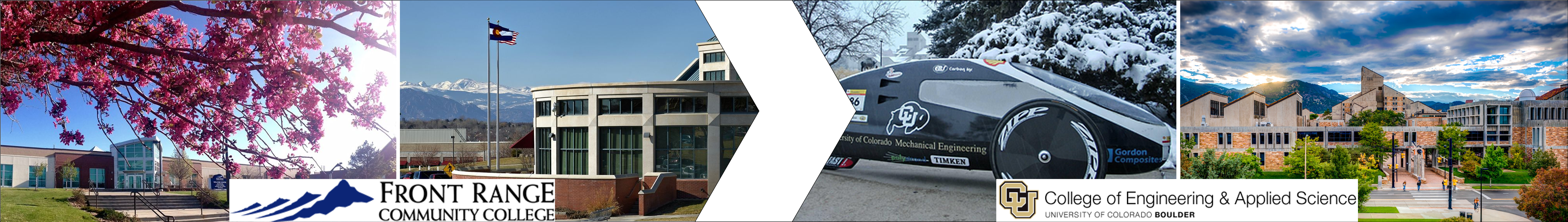 FRCC and CU Boulder campus photos and logos