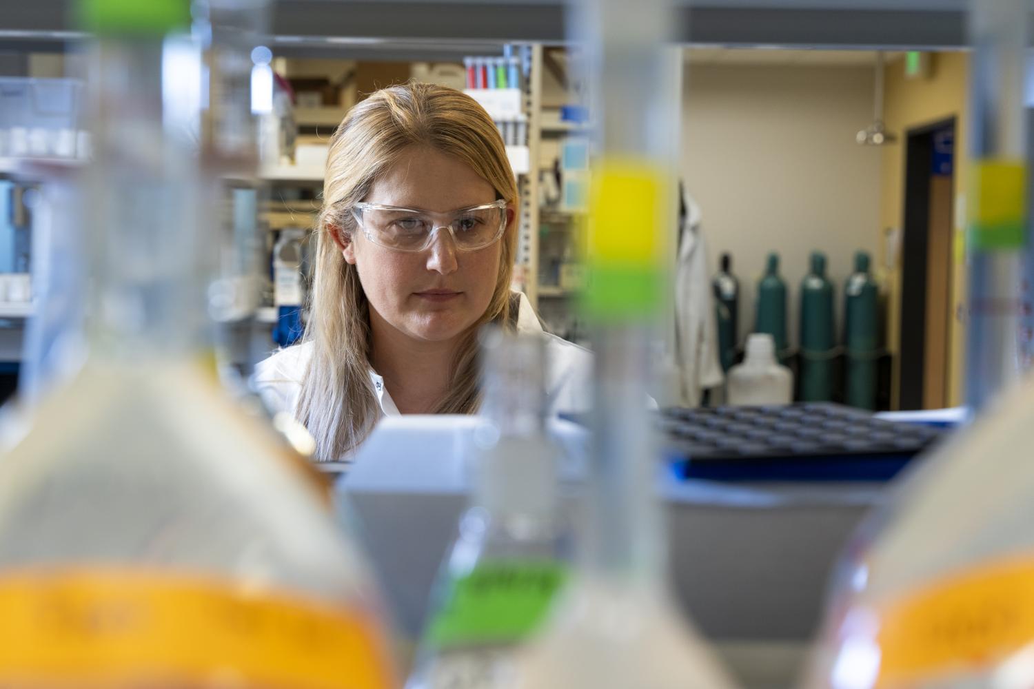 Julie Korak in her lab at CU Boulder
