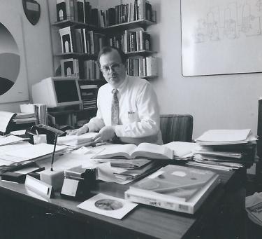 David Clough archive photo at desk