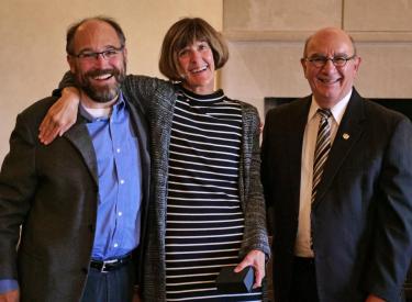 Janet deGrazia with Ken Anderson and CU Boulder Chancellor Phil DiStefano. 