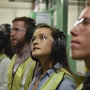 Students on a tour of Ball facilities during 2018 career day