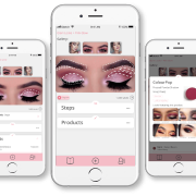 Preview images of the app, showing makeup tutorials. 