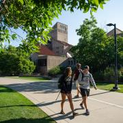 Students walk past the Engineering Center