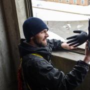 Student preparing for egg drop