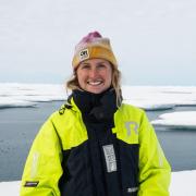 Shelby Buckley on an ice floe.