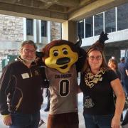 Lucky Vidmar and his wife Aubrey Ardema with Chip the Buffalo