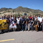 A group photo of the OSIRIS-REx team who are U Boulder alumni.