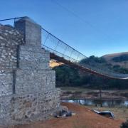 The nearly finished Swaziland bridge at sunset. 