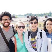 Students on Sweden street during study abroad