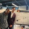 Barrientos next to an unidentified student and a poster at the Caltech Final Summer Research Symposium during the summer of 2023.