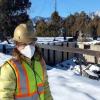 Abbie Liel is pictured doing field work in areas affected by the Marshall Fire