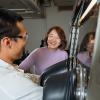 Professor Chunmei Ban works with a student in her lab at CU Boulder