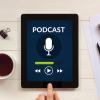 A podcasting app on a tablet device