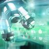Microscope on a green background