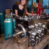 Engineering PhD student working in a college lab.