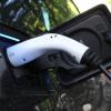 An electric car being charged 