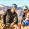 Charlie Nuttelman iwith his wife, Ella, and son, Logan, on top of Cirque Peak in the Canadian Rockies.