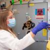 Student working on air research in the lab