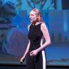 A student participant pitches her venture at Catalyze demo day