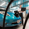 A researcher in the Power Systems Lab in the Energy systems Integration Facility.