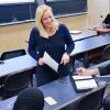 Christy Bozic talks with an EMP student.
