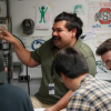 Hernandez leads his team of four in taking radio observations from the 40-foot telescope