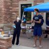 A COVID-19 testing station outside of the Athletics Department.
