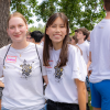 First-year female engineering students shown attending welcome BBQ.
