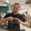 Alyvia Hildebrand works in the lab