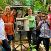 John Zhai measures air quality community members in Indonesia in Dec. 2022