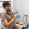 Graduate student Teyha Stockman in a lab