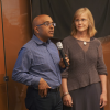 Srivastava and Waelde at the celebration to dedicate the Engineering Center lobby in their names in honor of their scholarship gift.