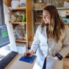 A researcher working in the lab