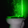owerful green laser helps visualize the aerosol plumes from a toilet when it’s being flushed. 