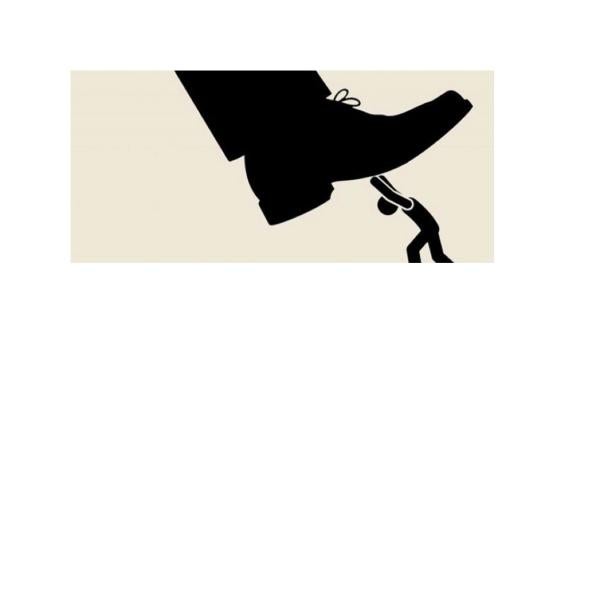Illustration of a shoe stepping on a human