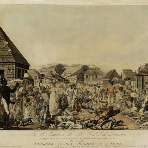 Illustration of a Sunday market