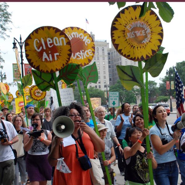 People marching for clean air.