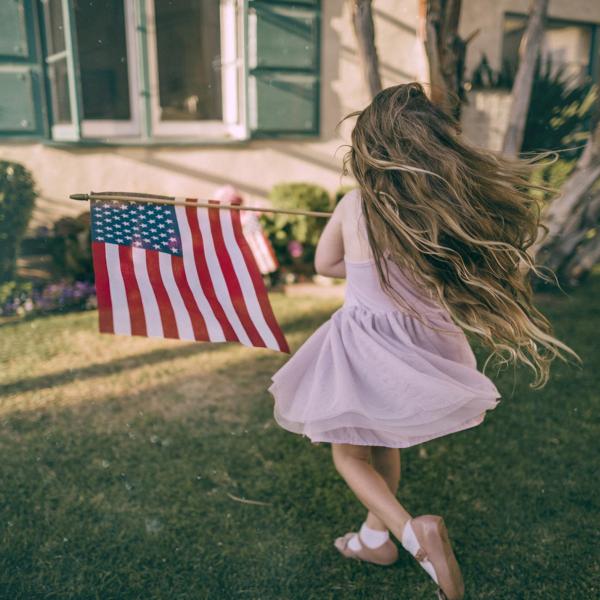 American girl with flag