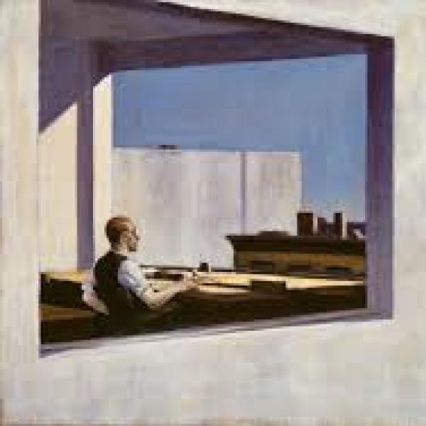 Painting of a man in a window
