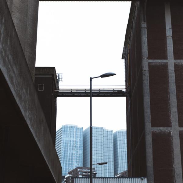 Cityscape with a lightpole